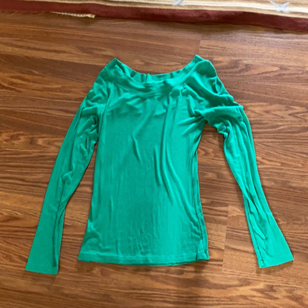 Bcbg off the shoulder light weight green top